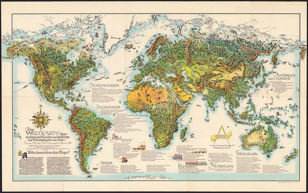 Иллюстрированная карта послевоенного Мира 1947 года