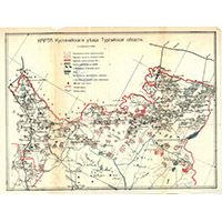 Карта Кустанайского уезда Тургайской области 1910 года