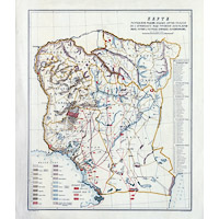 Карта распределения оседлых киргиз Уральской области 1909 г.