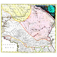 Карта положения мест между Черным и Каспийским морями