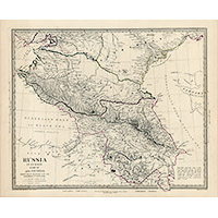 Английская карта Кавказа гравировки Валкера 1845 г.