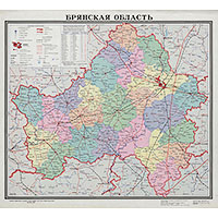 Административная карта Брянской области 1980 г.