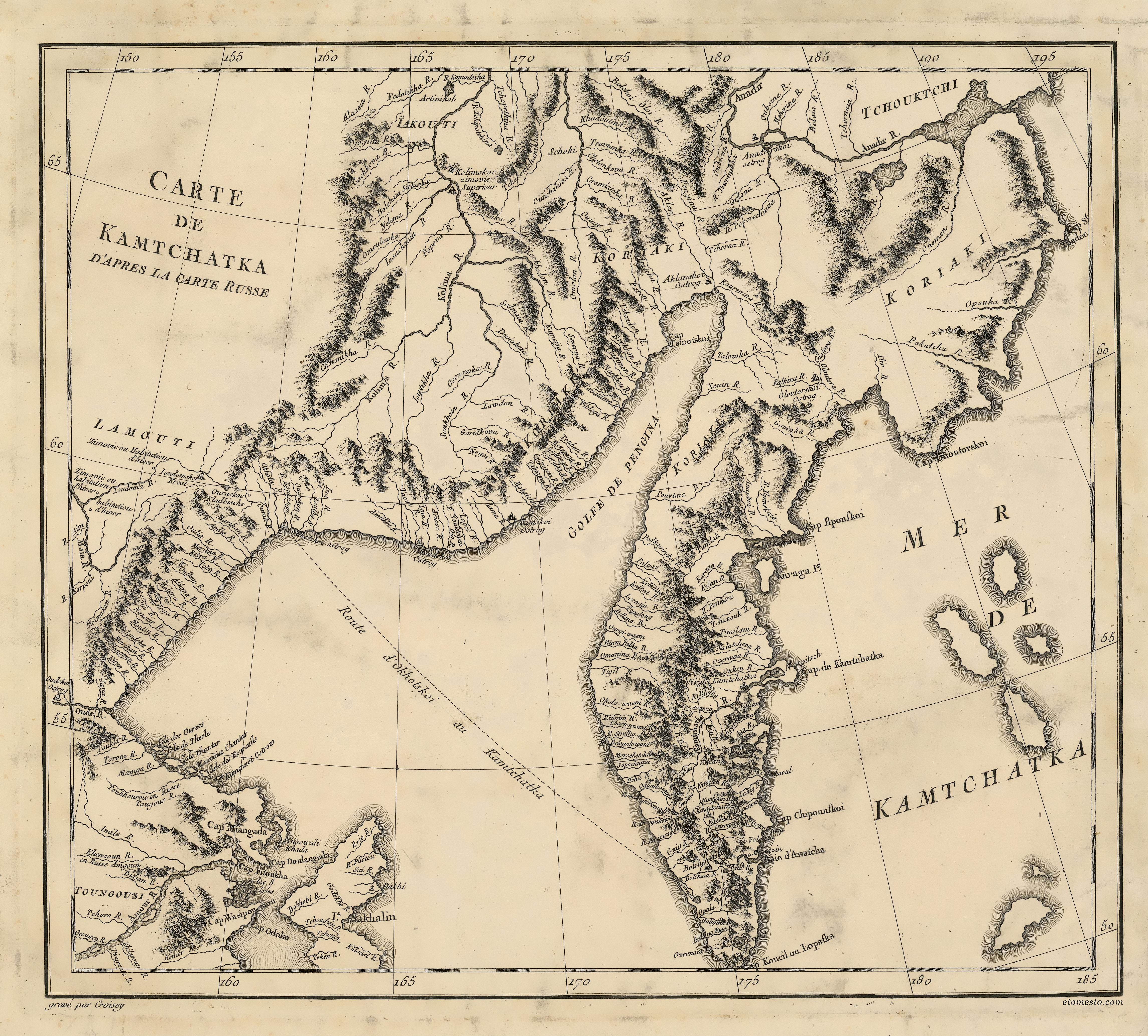 Карта Камчатки 19 века