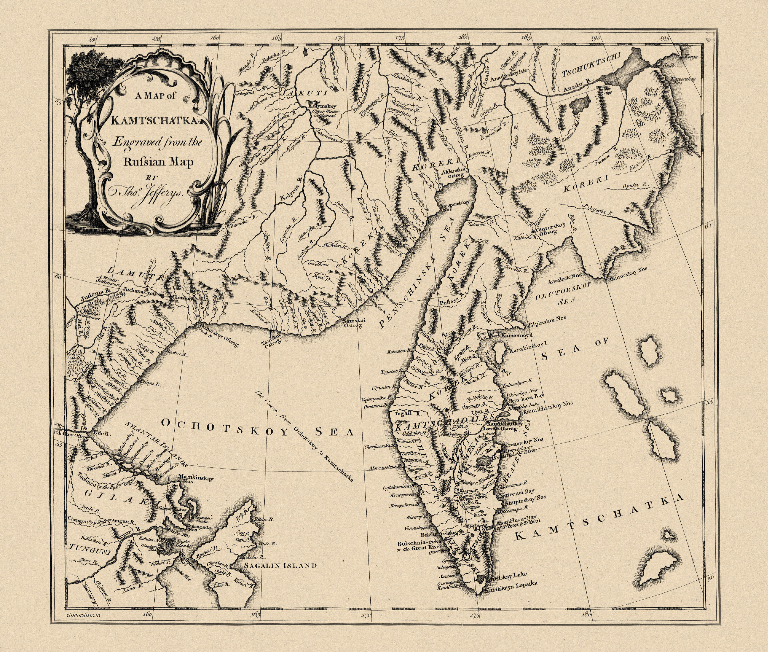 Карта Охотско-Камчатского края 1900 года - Старые карты России БЕСПЛАТНО