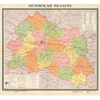 Административная карта Орловской области 1976 г.