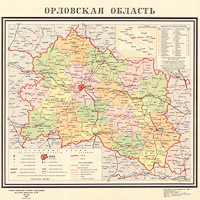 Административная карта Орловской области 1969 г.