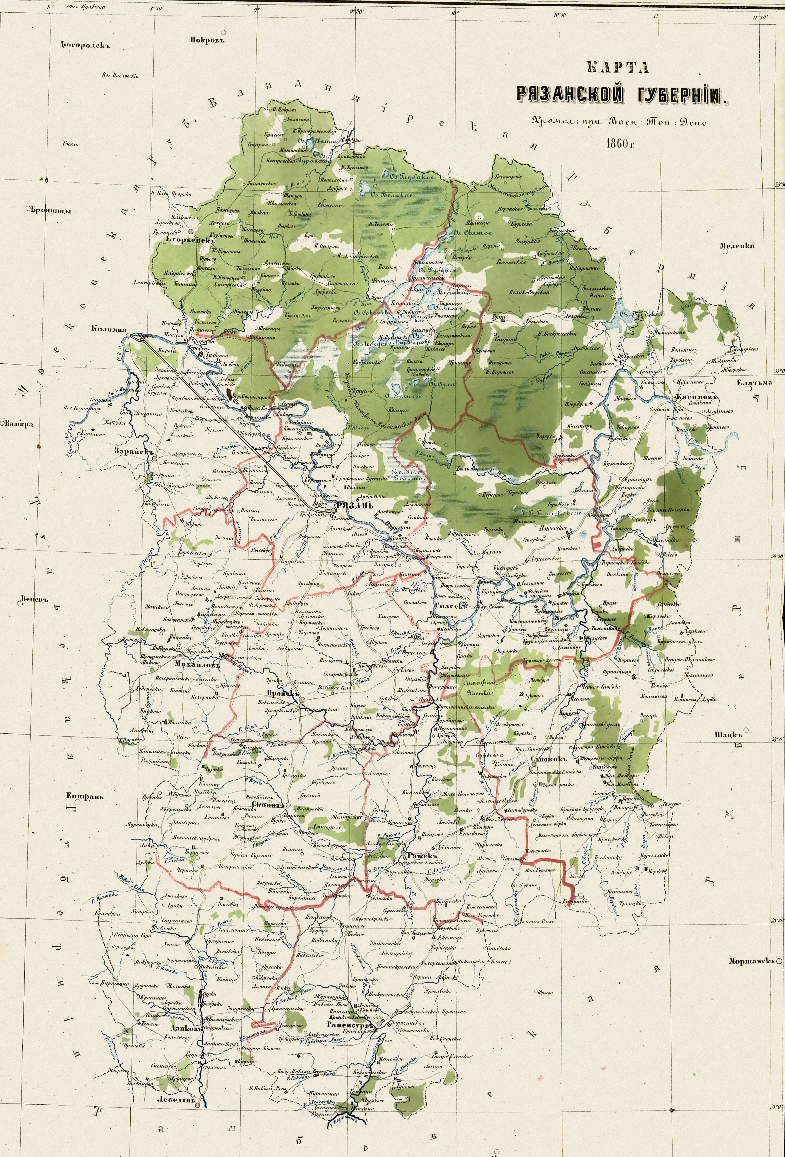 Старые карты рязанской