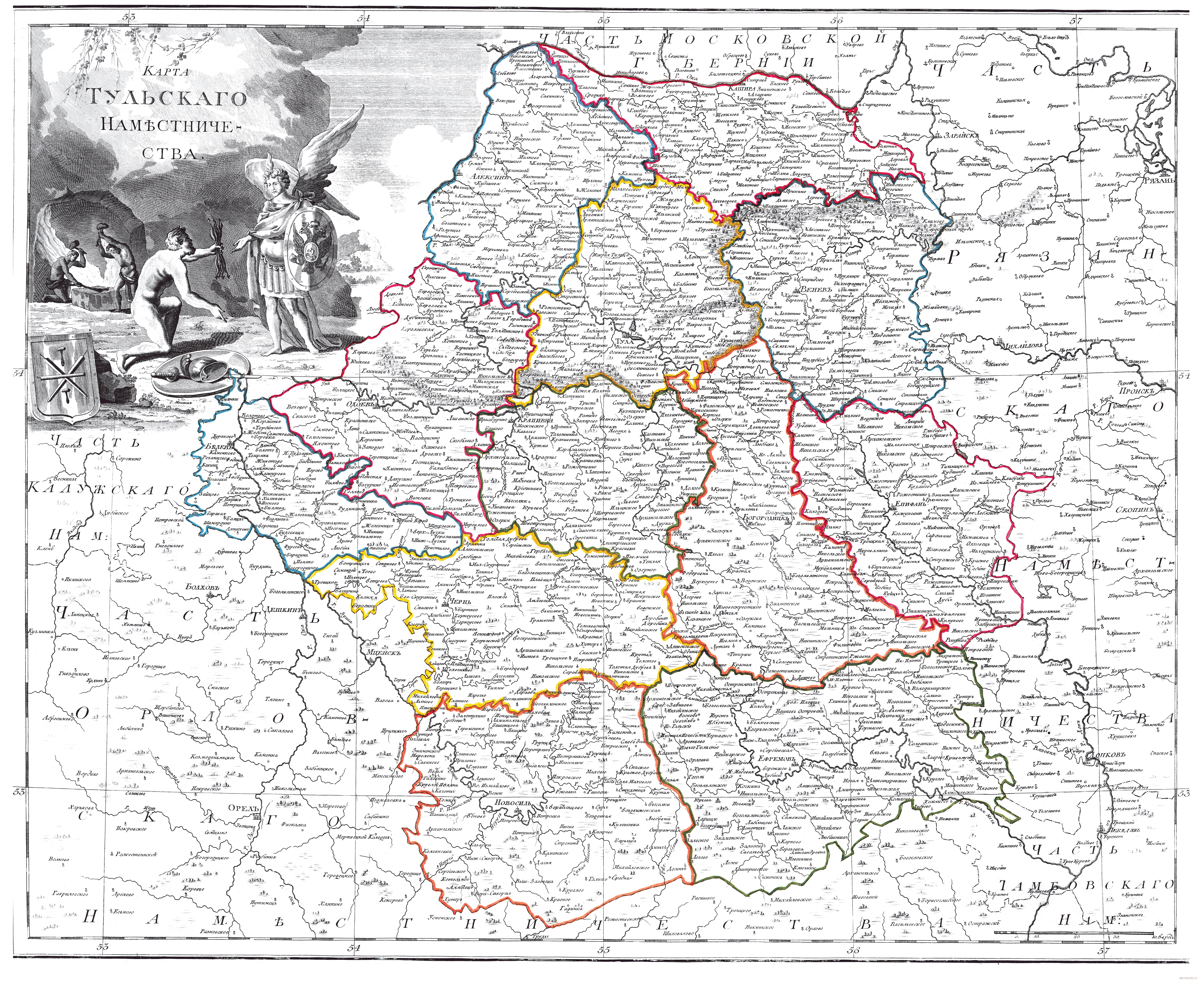 Карта тульской губернии 1800 года :: mapmarket - картографич.