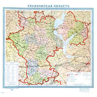 Административная карта Ульяновской области 1957 г.