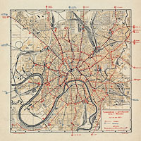 Схема трамвайной и автобусной сети г. Москвы 1927 года