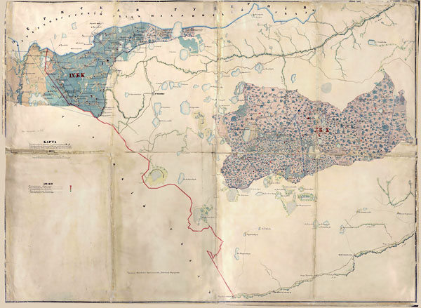 Карта IX и X Башкирских кантонов Челябинского уезда 1858 года