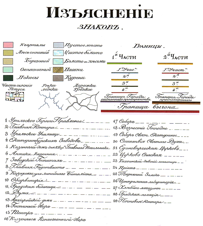 Генеральный план Екатеринбурга с выгоном 1856 года