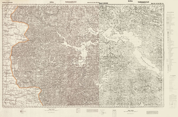 Немецкая карта центра Калевальского района Карелии 1941 года