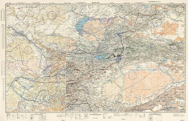 Американская карта республик СССР Средней Азии 1943 года