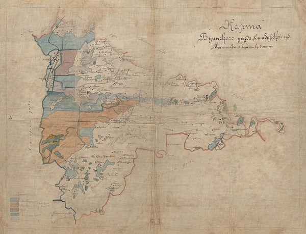 Карта Буинского уезда Симбирской губернии - четырехверстка