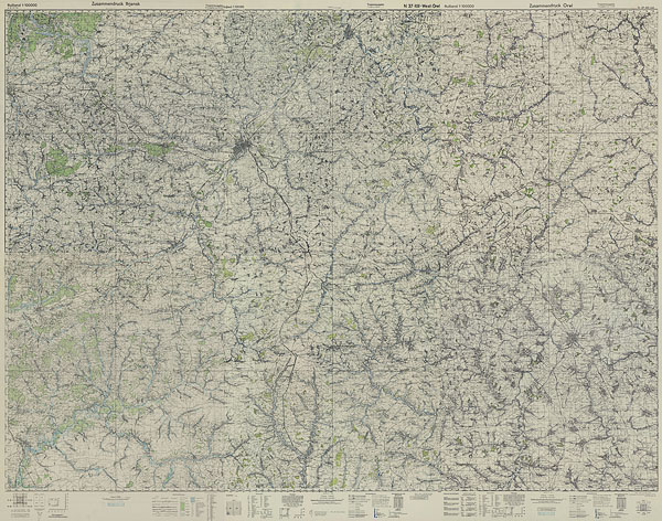 Немецкая карта центра Орловской области 1942 года