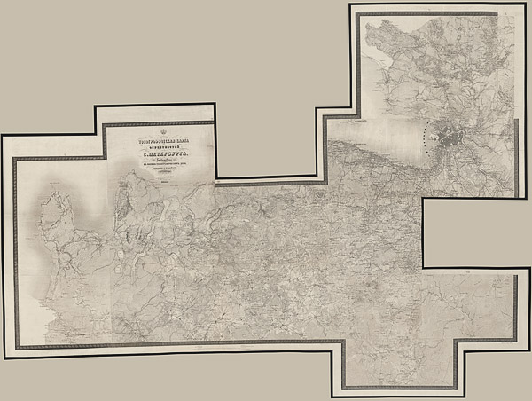 Топографическая карта окрестностей Санкт-Петербурга 1855 года