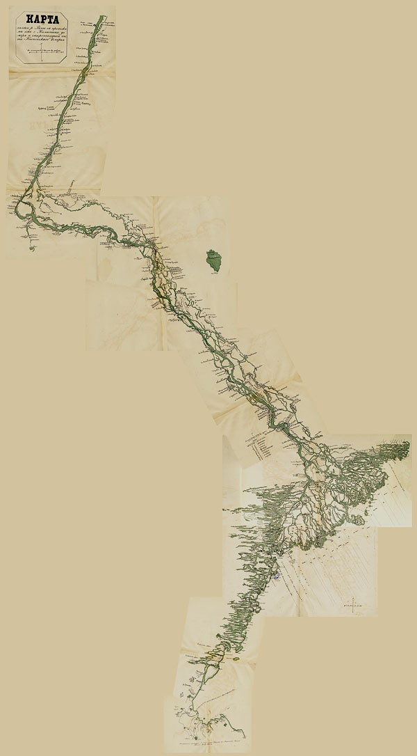 Карта низовья реки Волги 1873 года