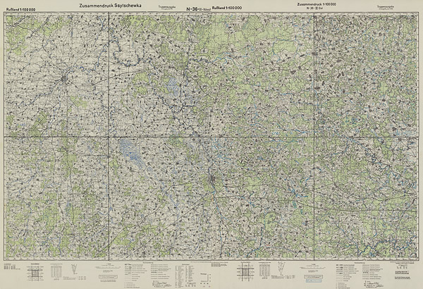 Немецкая карта окрестностей Гжатска (Гагарина) и Сычёвки 1942 года