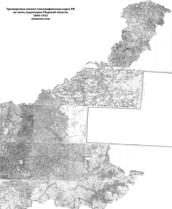 Карта Шуберта запада Тверской области - трёхверстовка губернии