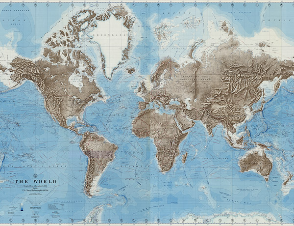 Карта морей и океанов мира