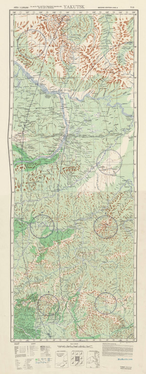 Американская карта центра Якутии 1943 года